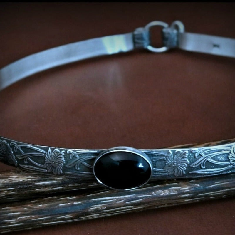 A SOFT and SWEET, Sterling Silver w/ Black Onyx, Submissive Collar from MY SECRET HEART STUDIOS.