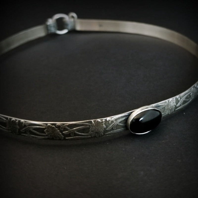 A SOFT and SWEET, Sterling Silver w/ Black Onyx, Submissive Collar from MY SECRET HEART STUDIOS.