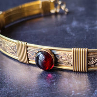 Soft and Sweet Locking Gemstone Submissive Collar, Garnet, My Secret Heart Studios