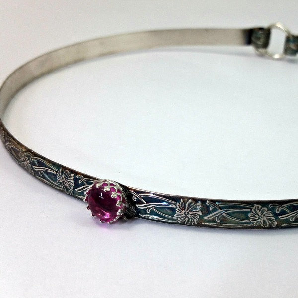 Soft and Sweet Locking Submissive Collar, Pink Sapphire