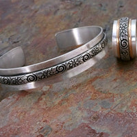 WILD FLOWER Wide Cuff Bracelet, Sterling Silver