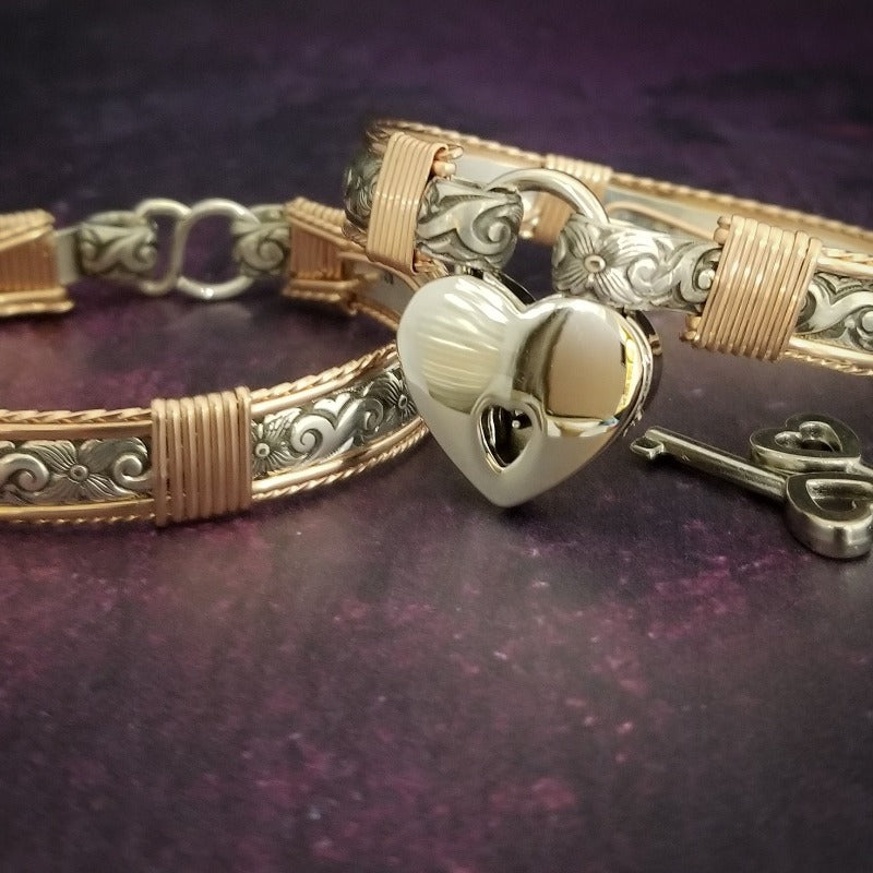 ZUZY Handcuff Bracelets, {PAIR} Sterling with Rose Gold Accents