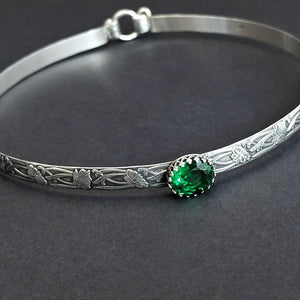 SOFT and SWEET, Sterling Silver w/ Faceted Emerald, Submissive Collar