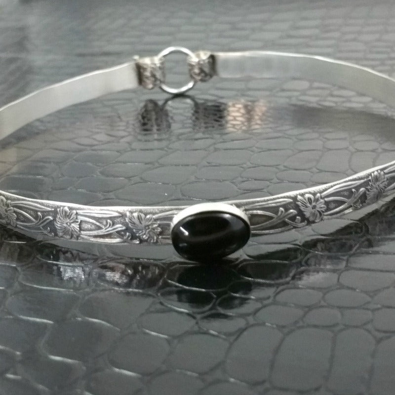 A SOFT and SWEET, Sterling Silver w/ Black Onyx, Submissive Collar by MY SECRET HEART STUDIOS.