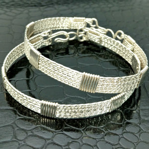 ASHANTI Submissive Bracelets {Pair} Wrist or Ankle, Sterling Silver